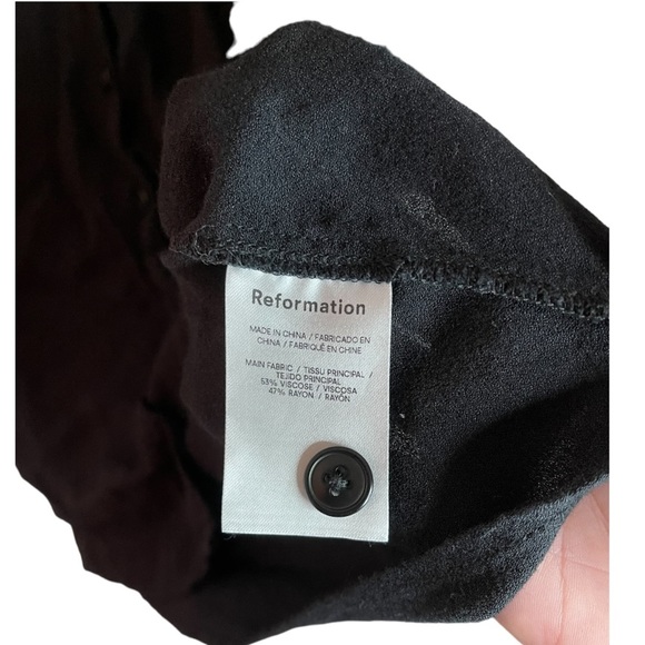 Reformation Women's Scheana Mini Black Collared Button Up Chiffon Shirt Dress 10 - Picture 9 of 10